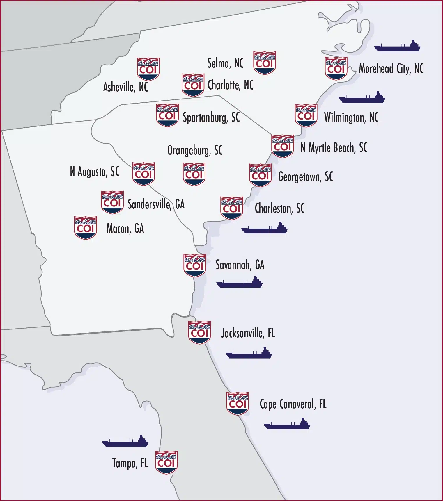 COI Bulk Fuel Delivery Terminal map